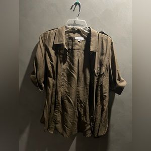 Army green, Equipment boyfriend button down blouse